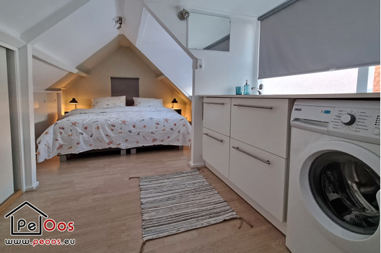 Bedroom with washing machine